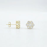 Diamond Flower Cluster Stud Earrings - Gold or Silver (Copy)