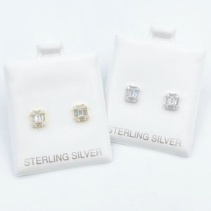 Petite Rectangle Baguette Studs - Gold or Silver