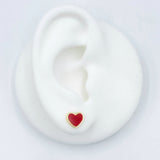 The Perfect Enamel Heart Studs - Red