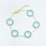 Reversible Enamel Circle Bracelet - Blue