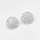 Diamond Studded Circle Studs - Gold or Silver