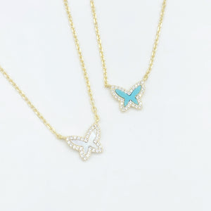 Mother of Pearl Butterfly Choker Necklace