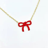Enamel Bow Necklace 2.0 - Red