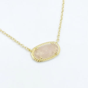 Modern Oval Choker Necklace - Rose Quartz