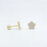 Pave Flower Screwback Studs - Diamond/Gold