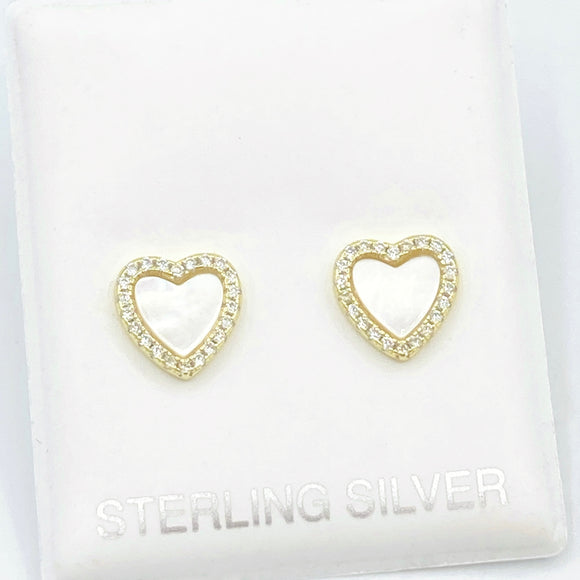 Diamond & Mother of Pearl Heart Studs