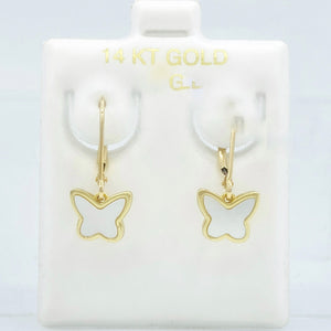 14kt Gold Mother of Pearl Butterfly Leverbacks