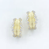 Ribbed Diamond Dipped Hoop Earrings