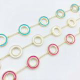 Reversible Enamel Circle Bracelet - Pink