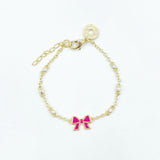 Enamel Bow Bracelet - Pink, Red or Hot Pink