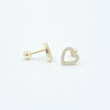 Petite Open Heart Screwback Studs