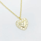 Diamond Bolt Puffed Heart Necklace