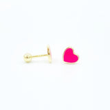 The Perfect Petite Heart Screwback Studs - Hot Pink