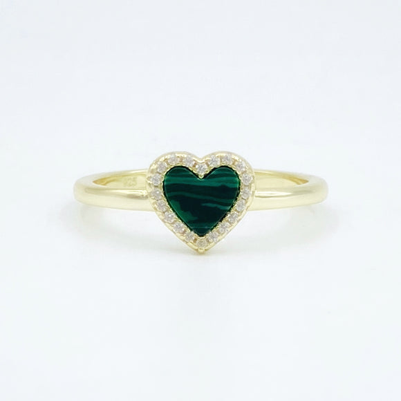 Stone Heart Ring - Green