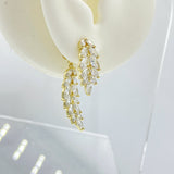 Diamond Double Leaf Ear Jacket Earrings - Silver or Gold