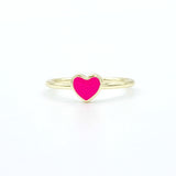 Enamel Heart Ring - Hot Pink