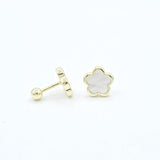 Mother of Pearl Flower Screwback Studs
