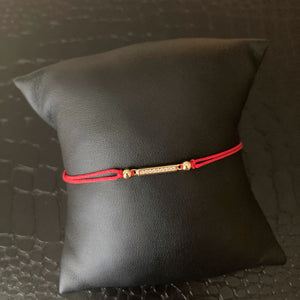 Red String Petite Bar Bracelet - Silver or Gold