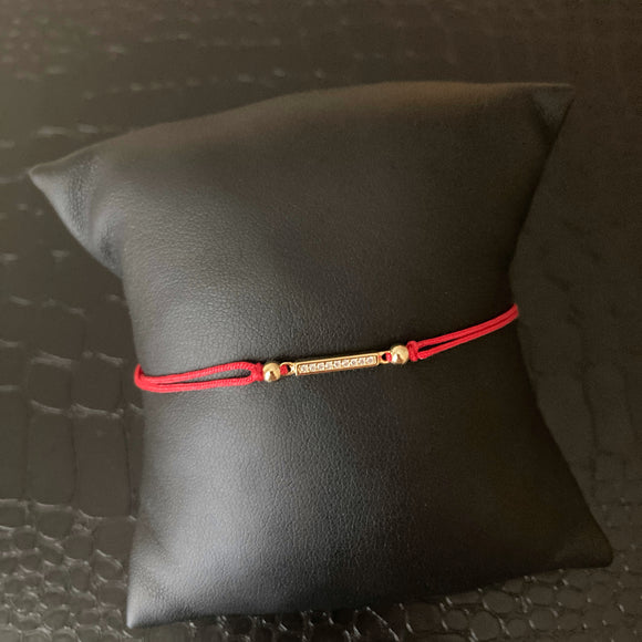 Red String Petite Bar Bracelet - Silver or Gold