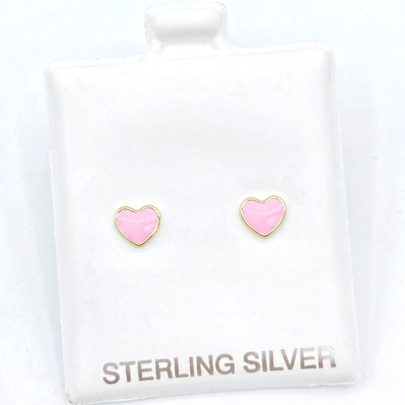 The Perfect Petite Enamel Heart Studs - Pink