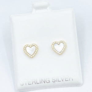 Mother of Pearl Stone Heart Studs