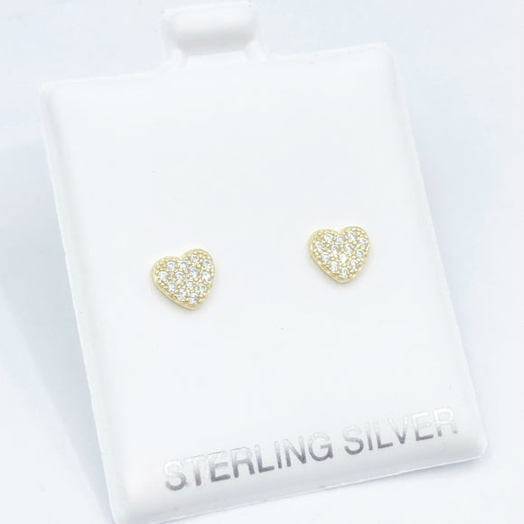 Pave Heart Stud Earrings