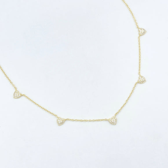 Gold over Sterling CZ Heart Choker / Necklace