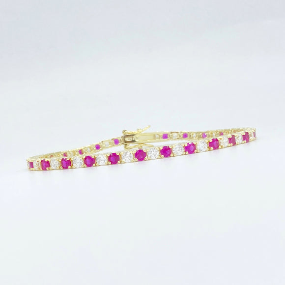 Ruby & Diamond Alternating Tennis Bracelet