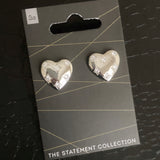 Diamond Studded Heart Earring - Silver