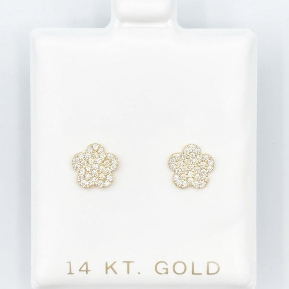 Pave Flower Screwbacks - Gold