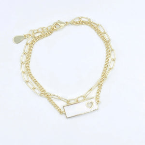 Double Bar and Paperclip Bracelet - White