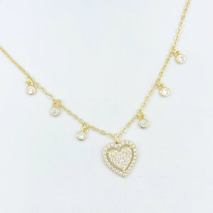 Heart and Diamond Drop Necklace