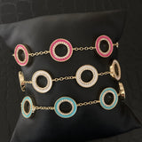 Reversible Enamel Circle Bracelet - Blue