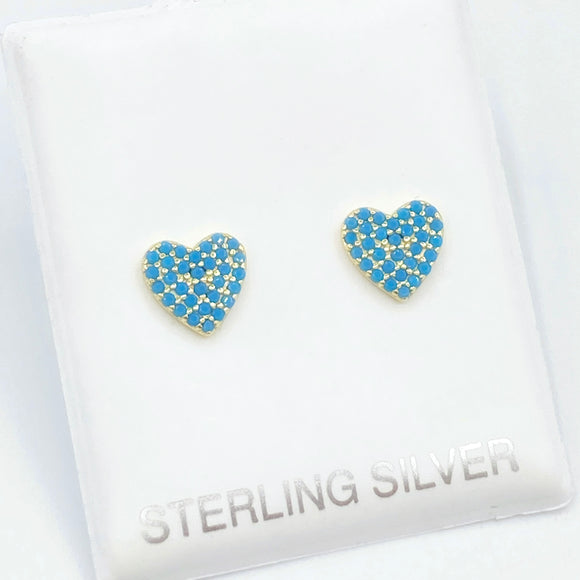 Turquoise Pave Heart Studs