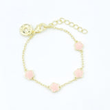 Enamel Flower Bracelet - Light Pink