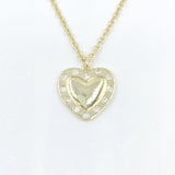 Diamond Bolt Puffed Heart Necklace