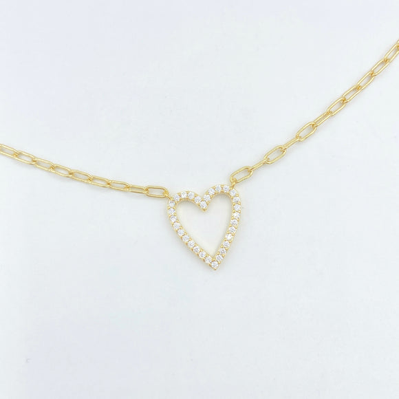 Paperclip Open Heart Necklace