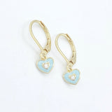 Enamel CZ Heart Leverbacks - Dusk Blue