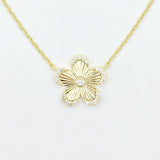 Ribbed Flower Choker Necklace