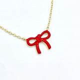 Enamel Bow Necklace 2.0 - Red