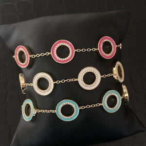 Reversible Enamel Circle Bracelet - Pink