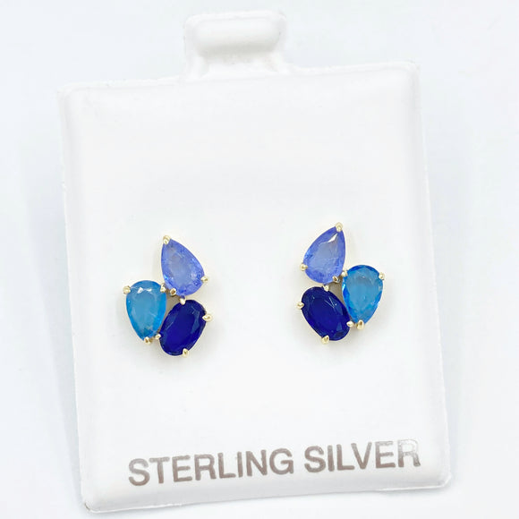 Cluster Stud Earrings 5.0 - Sapphire Blend