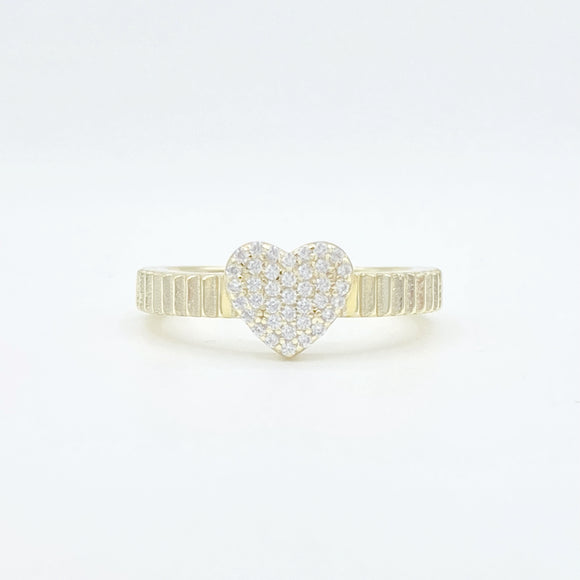 Ribbed Pave Heart Ring