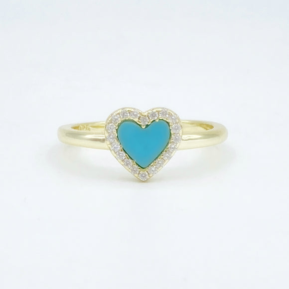 Stone Heart Ring - Blue