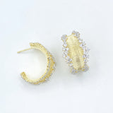 Ribbed Diamond Dipped Hoop Earrings