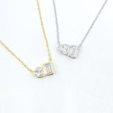 Heart & Rectangle Bezel Solitaire Choker/Necklace - Gold