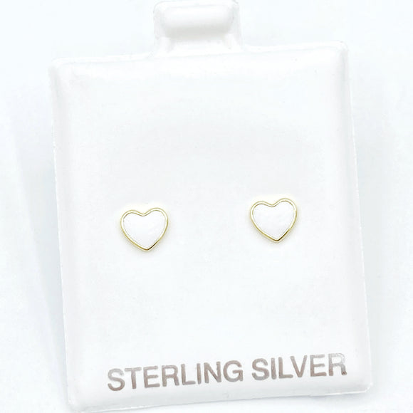 The Perfect Petite Enamel Heart Studs - White