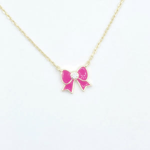 Enamel Bow Necklace