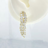 Diamond Double Leaf Ear Jacket Earrings - Silver or Gold