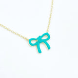 Enamel Bow Necklace 2.0 - Blue